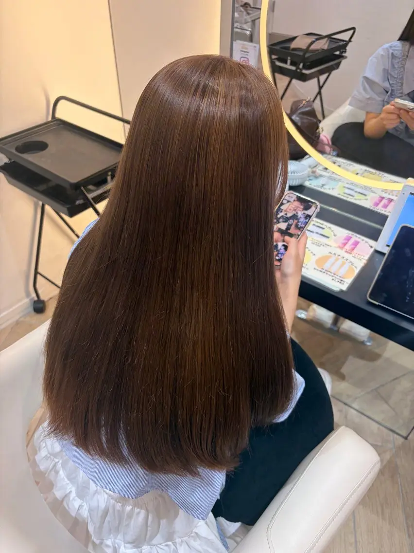 ロング カラー ブリーチ ブリーチなしカラー ヘアカラー 田村 瑠菜のヘアスタイル