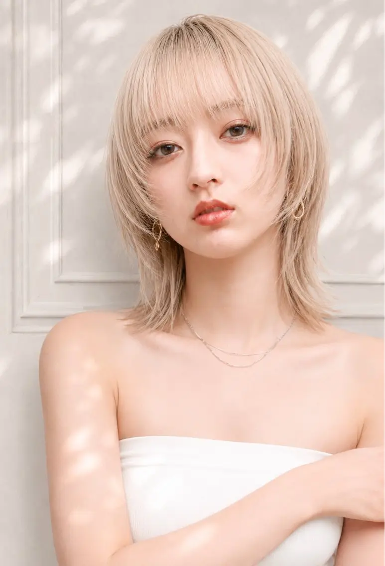 ミディアム カット ヘアカラー 北村 亜寿那のヘアスタイル