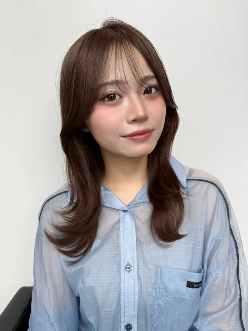 ミディアム カット ヘアカラー トリートメント 艶髪/レイヤー/ 垢抜け🩵/MARIのヘアスタイル