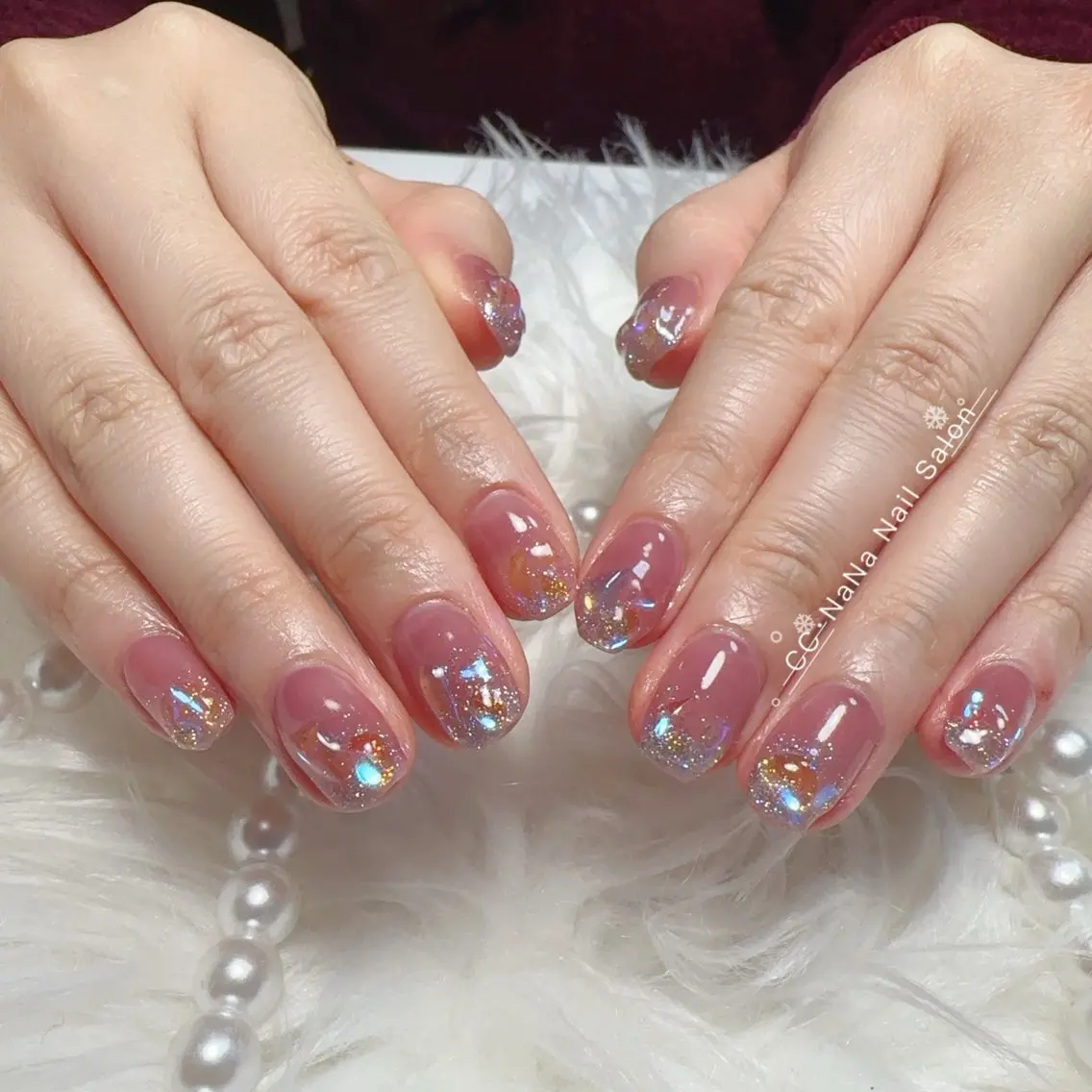 ネイル キラキラネイル ワンホンネイル ハンドネイル 💎CC・NaNa 韓国風ネイル🌙Cのネイルデザイン