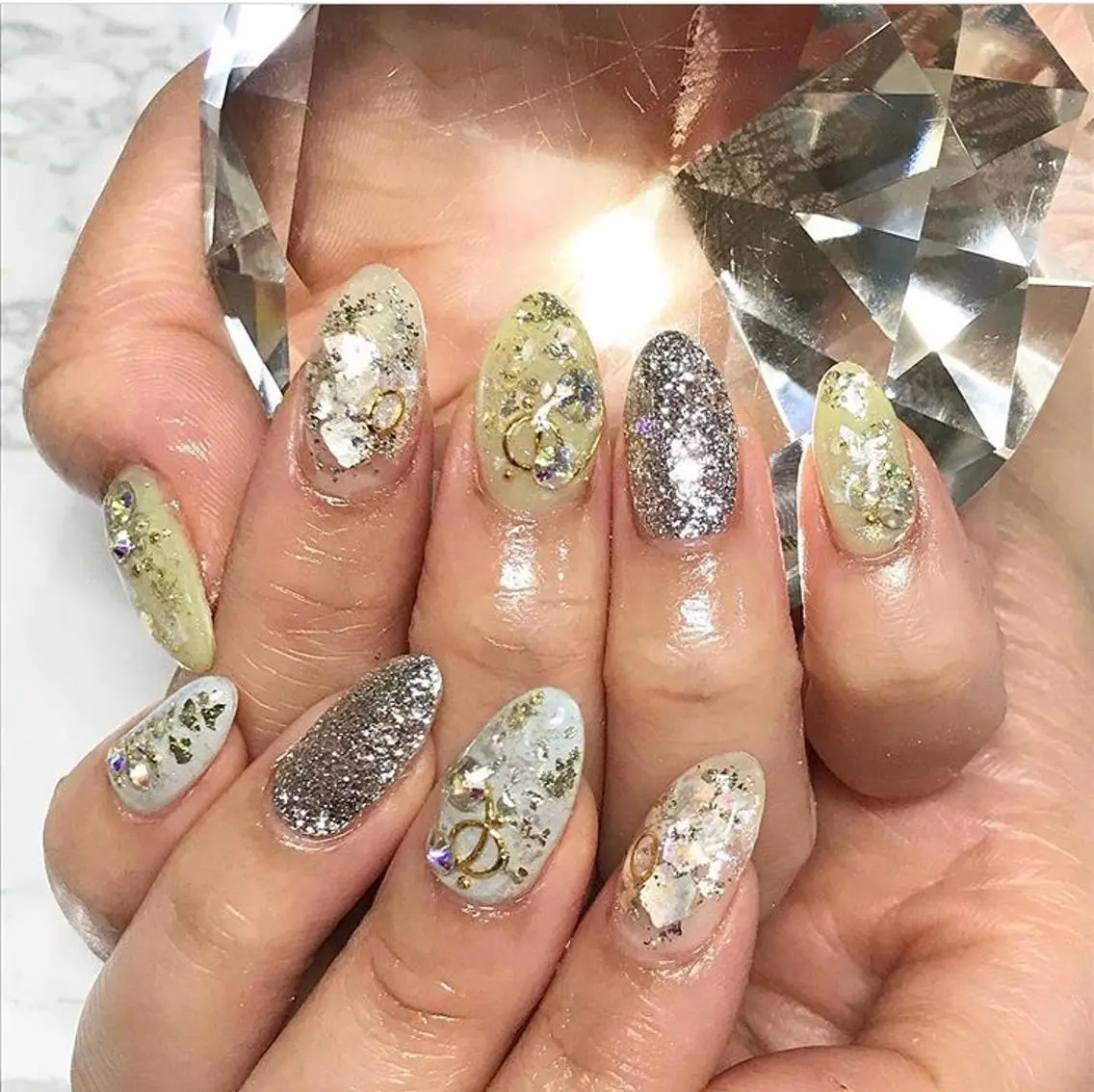 ネイル 渋谷／チップ長さ出し 👑アプレgel-xのネイルデザイン