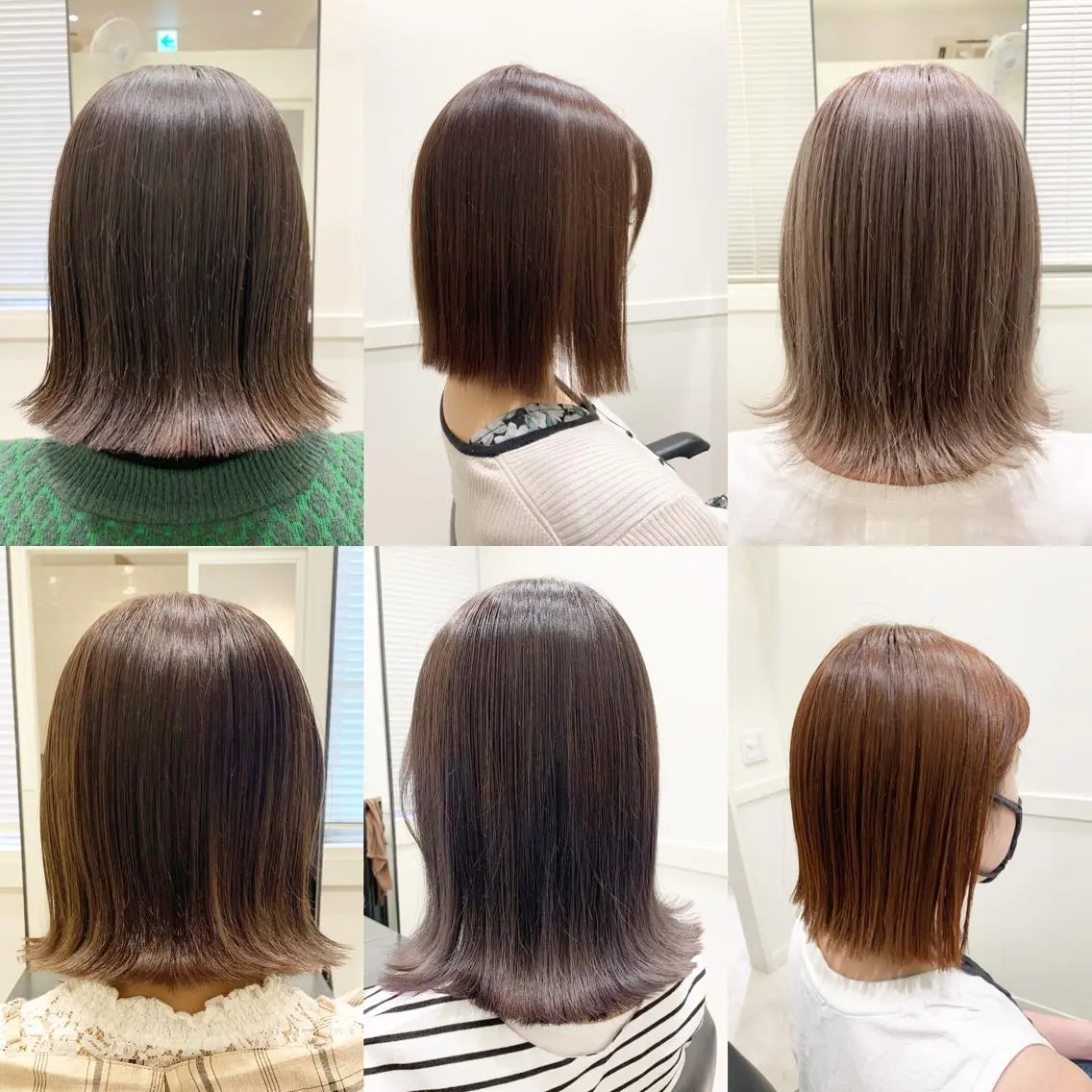 ミディアム 切りっぱなしボブ ボブ 外ハネヘア ブリーチ縮毛矯正/ レイヤーカット/韓国のヘアスタイル