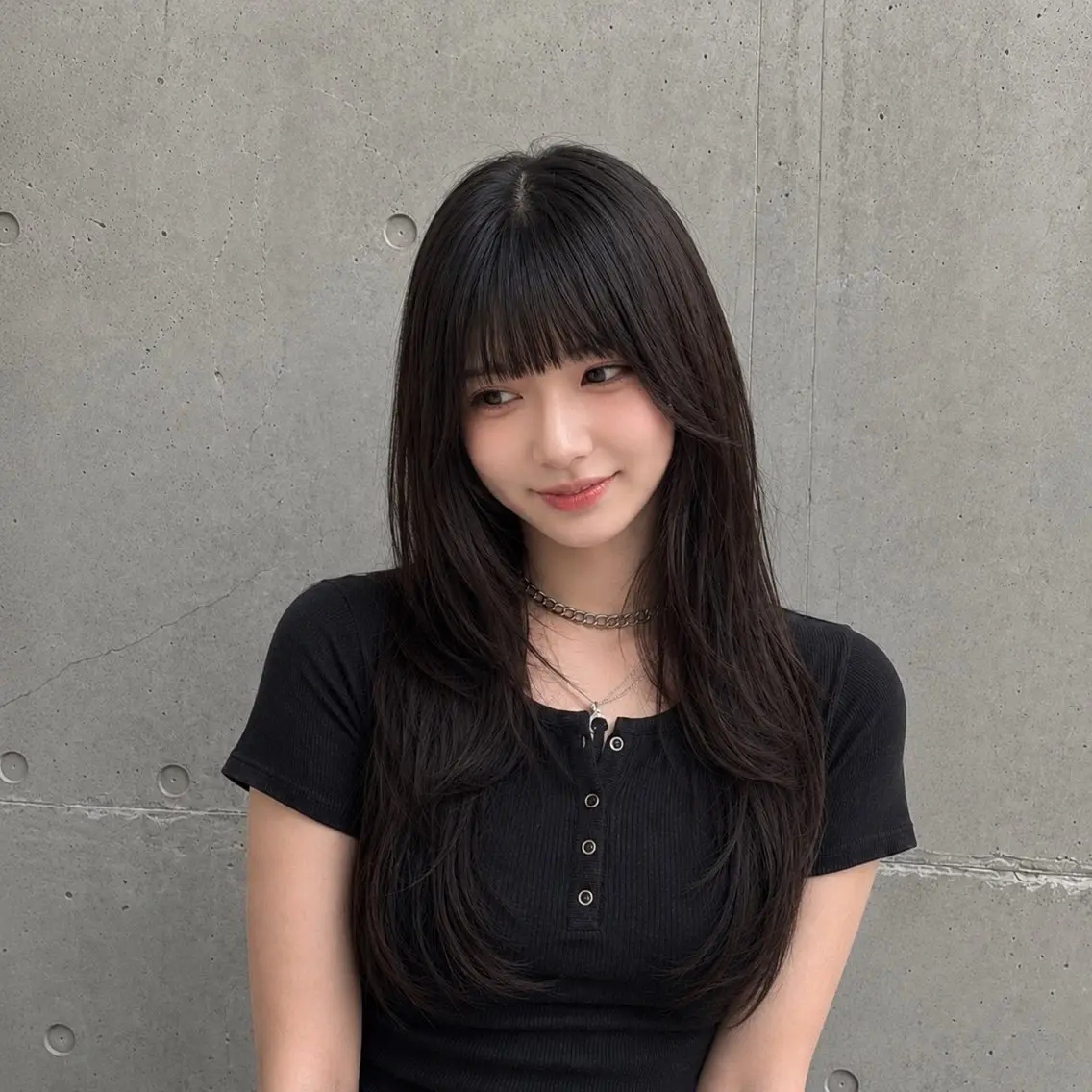 ロング ロングレイヤー 韓国風ヘア レイヤーカット ロング シースルーバング カット トリートメント 盛れる顔まわりカット 髪質改善/渋谷/れんのヘアスタイル