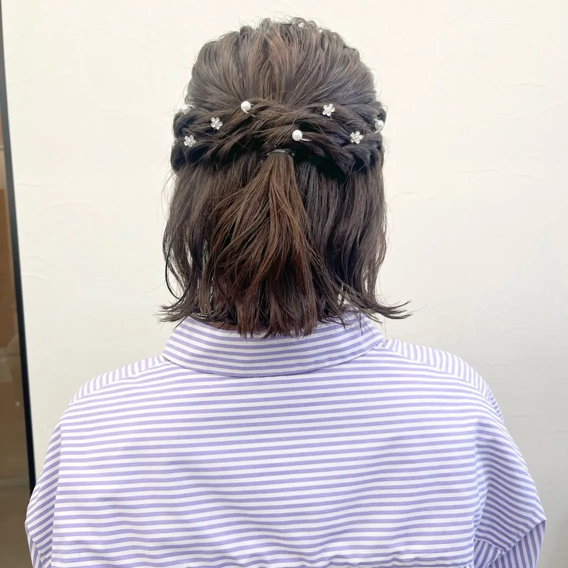 ヘアアレンジ ハーフアップ ボブ ウルフカット ヘアセット 初めてのショート お任せください✂️のヘアスタイル