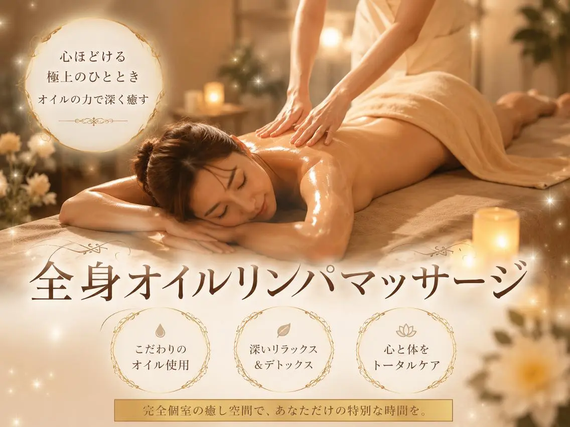 【期間限定】全身揉みほぐし♪オイルリンパマッサージ60分11000円→4980円の写真