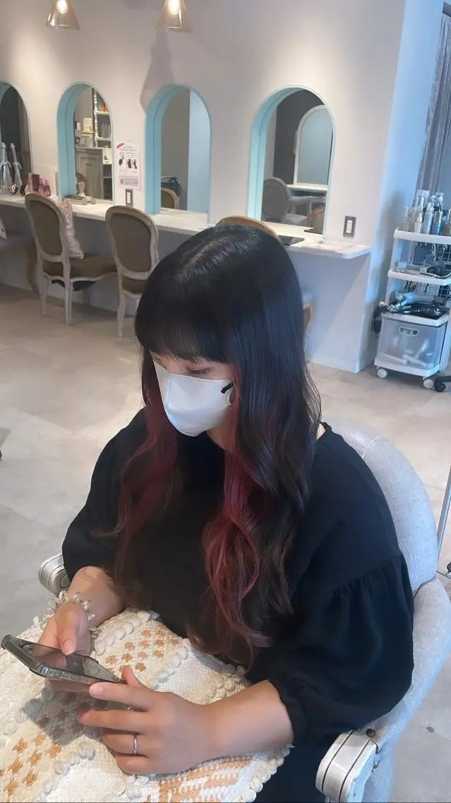 ロング カラー アッシュ ピンクカラー CreBiA🎀 ayaのマツエク・マツパデザイン