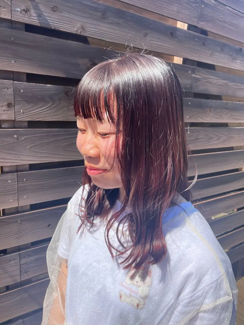 セミロング カラー ブリーチ ブラウンカラー ブリーチなしカラー ピンクカラー ピンクブラウン 梨子🐣艶カラー🌈 ダメージレス💖のヘアスタイル
