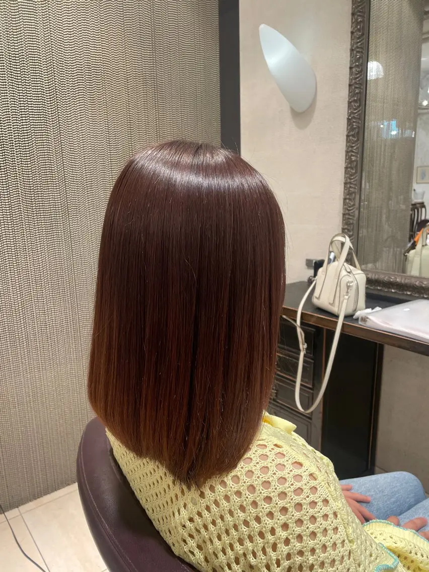 セミロング パーマ セミロングパーマ ストレートパーマ 縮毛矯正 菊池 菜月のヘアスタイル