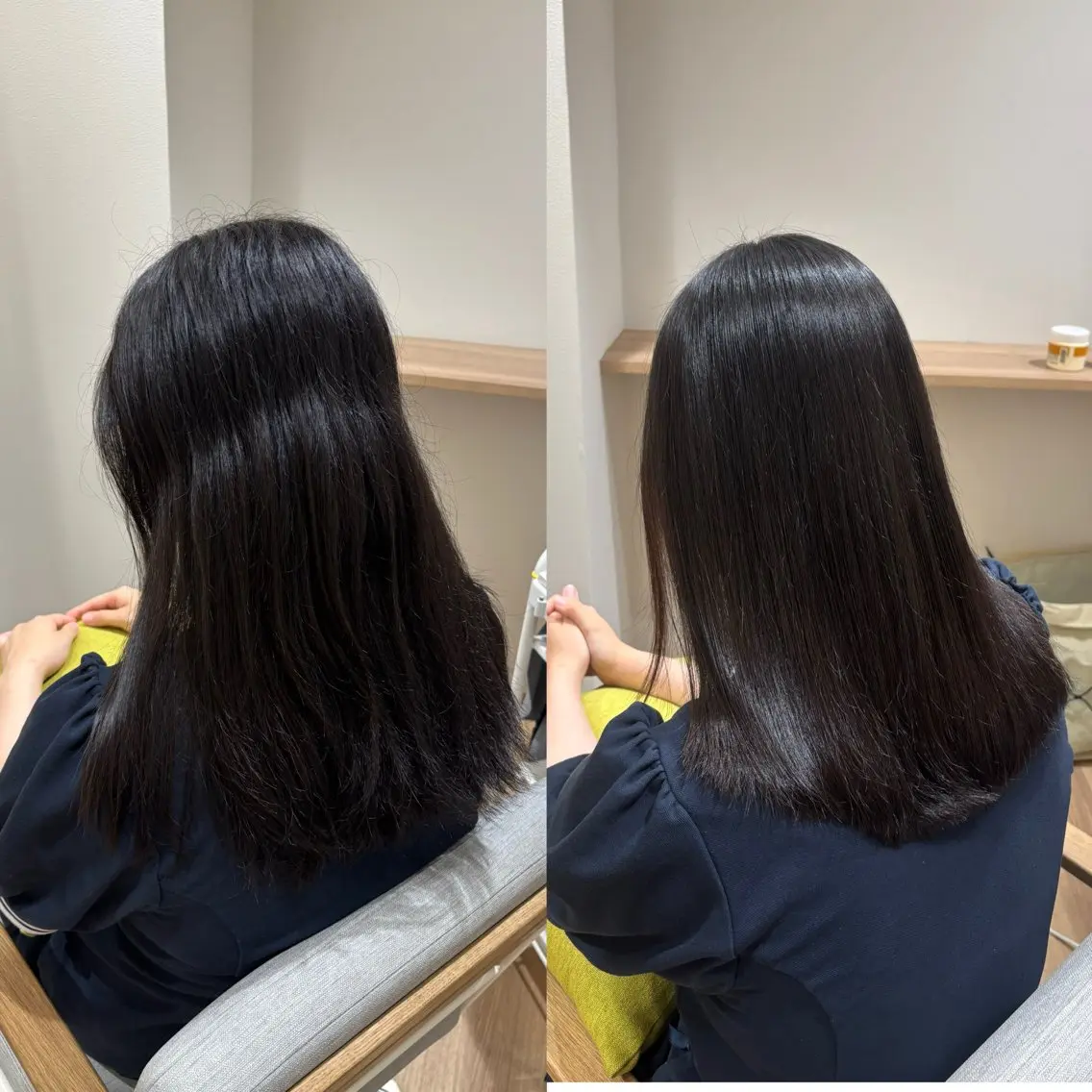 セミロング パーマ 髪質改善 ストレートパーマ カット 縮毛矯正 トリートメント RINNO🌷透明感 カラー/髪質改善のヘアスタイル