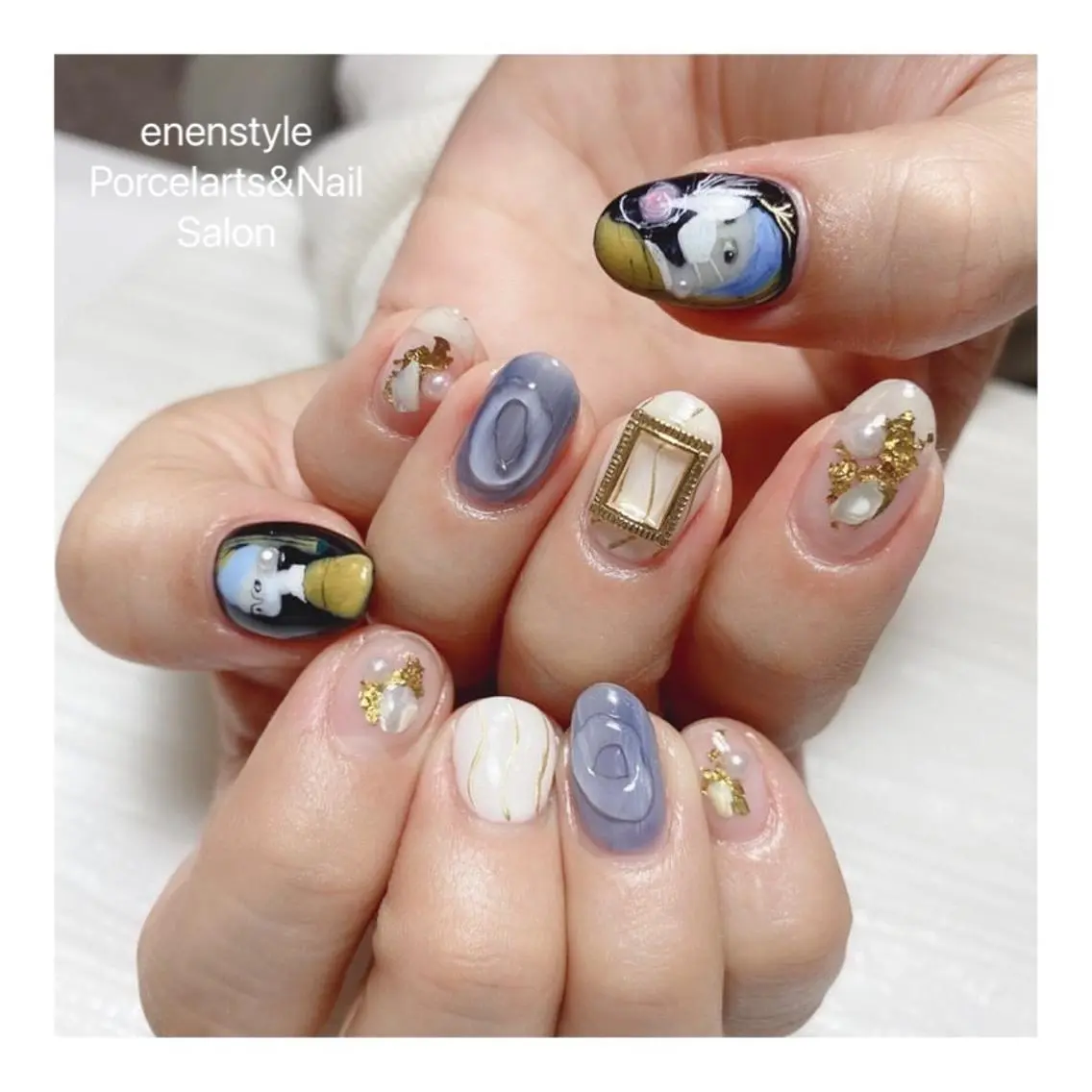 ミディアム ネイル ハンドネイル 🐾enen style 🐾のネイルデザイン