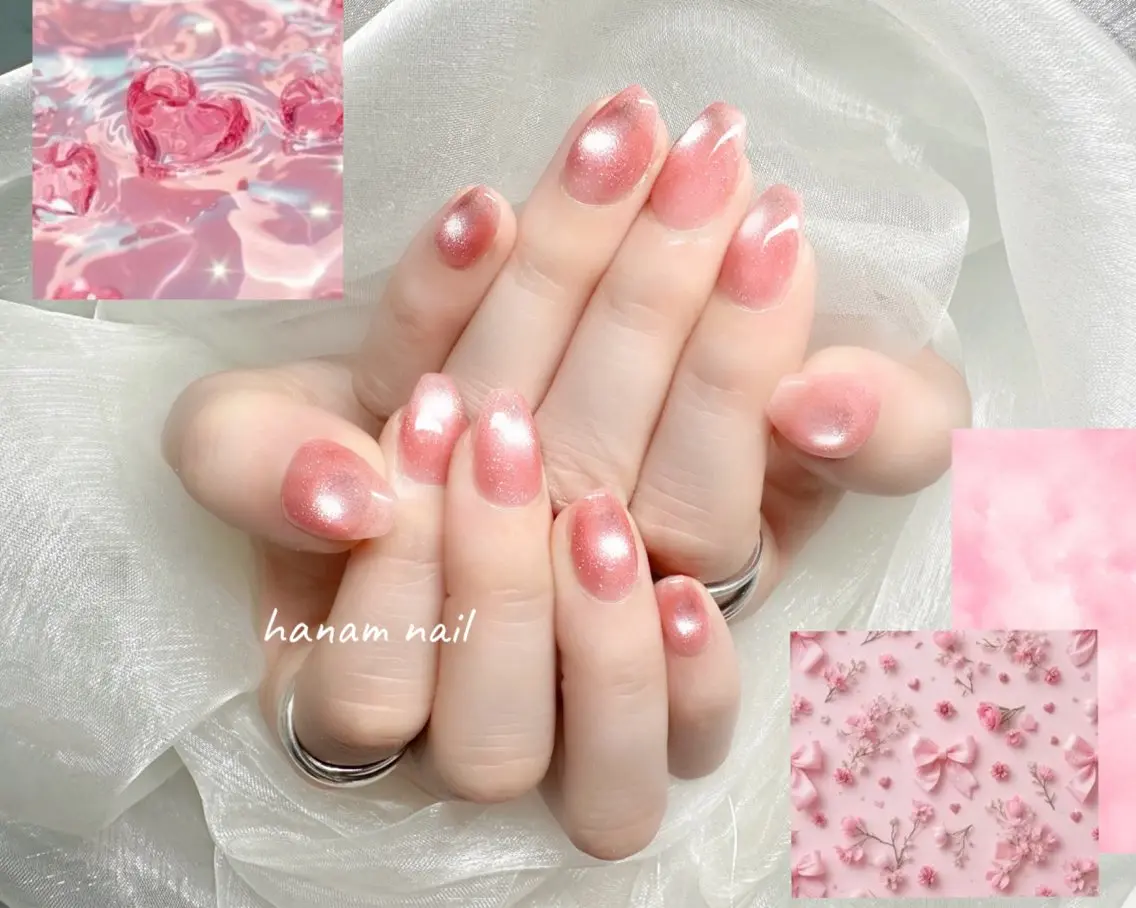 ネイル マグネットネイル マグネットワンカラー ワンカラーネイル ハンドネイル hanam nail 🌿🩵ハナムネイルのネイルデザイン