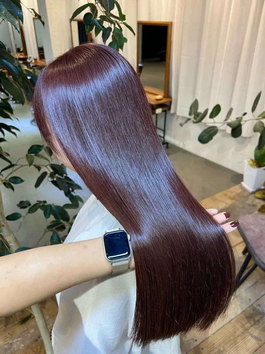 ロング カラー ブラウンカラー ピンクカラー ピンクブラウン カット ヘアカラー トリートメント ブリーチなしカラー 🌿脇黒丸 彩のヘアスタイル