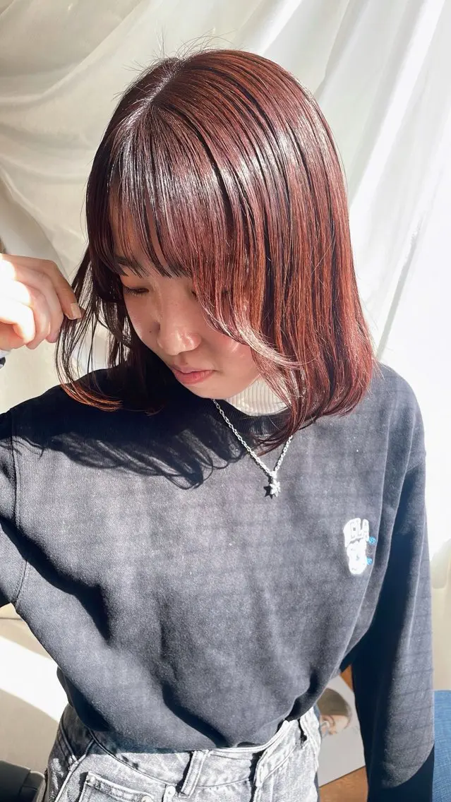 ショート カラー ブラウンカラー カット ヘアカラー トリートメント ヘッドスパ なつき/艶ピンク/ girly hairのヘアスタイル