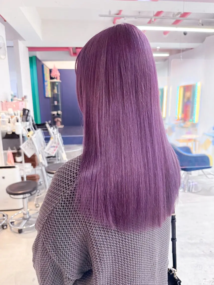 セミロング カラー ブリーチ ラベンダーカラー 髪質改善 ヘアカラー BOX mico.のヘアスタイル