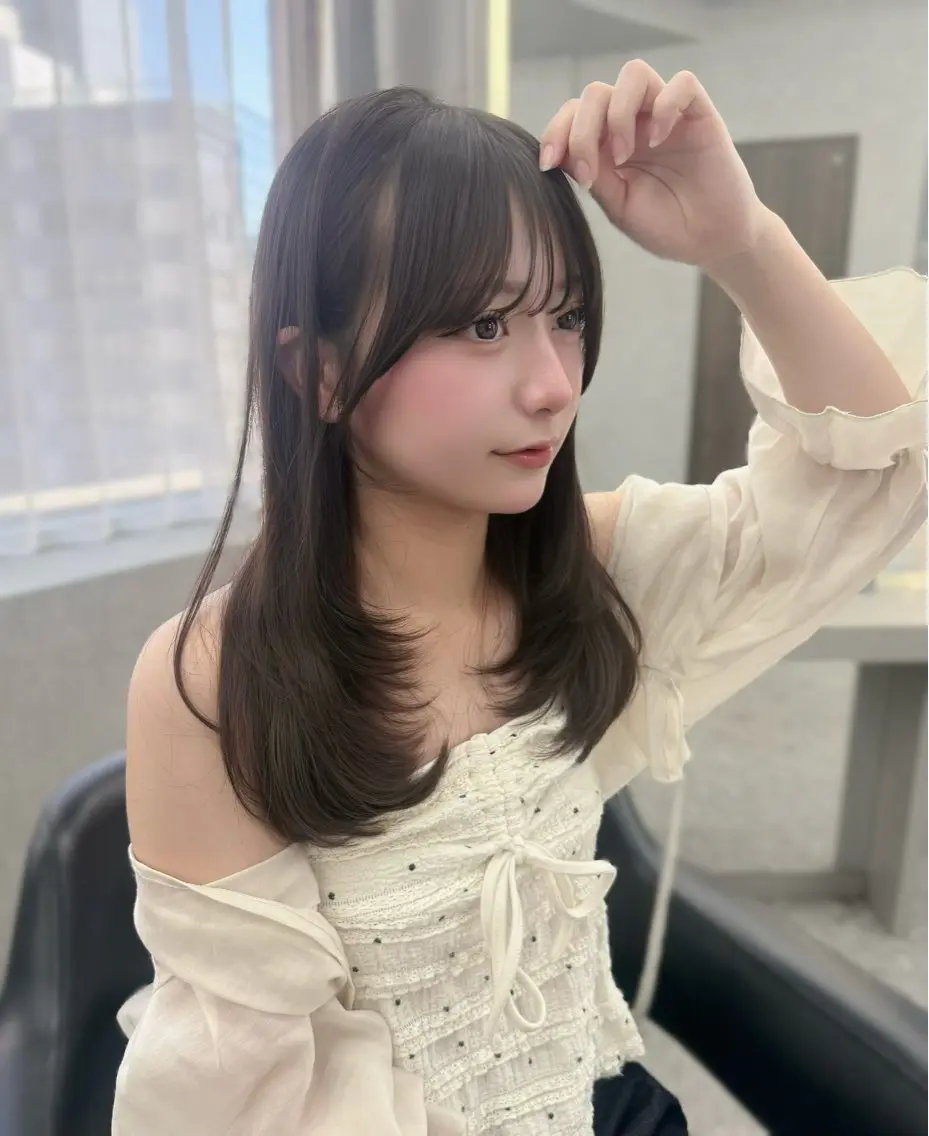 ロング カラー 韓国風ヘア レイヤーカット ヘアカラー トリートメント レイヤーカット /顔周り/和奏︎♪のヘアスタイル