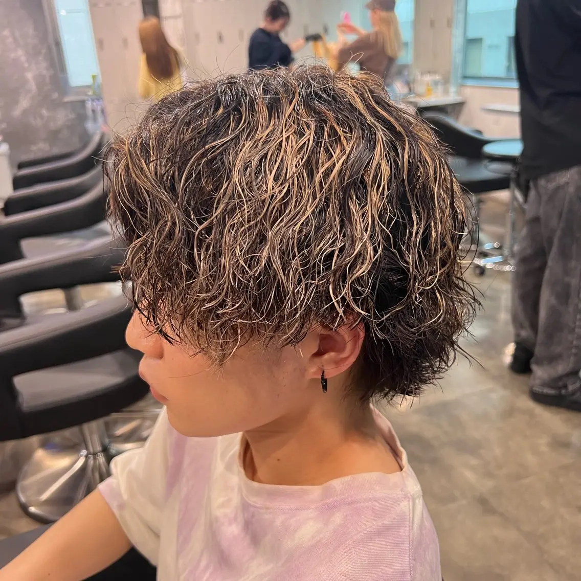 ショート カラー パーマ ヘアアレンジ メンズ キッズ アップバング センターパート メンズハイライト マッシュ メンズパーマ 🔷横浜1のパーマ 職人🔷将太郎のヘアスタイル