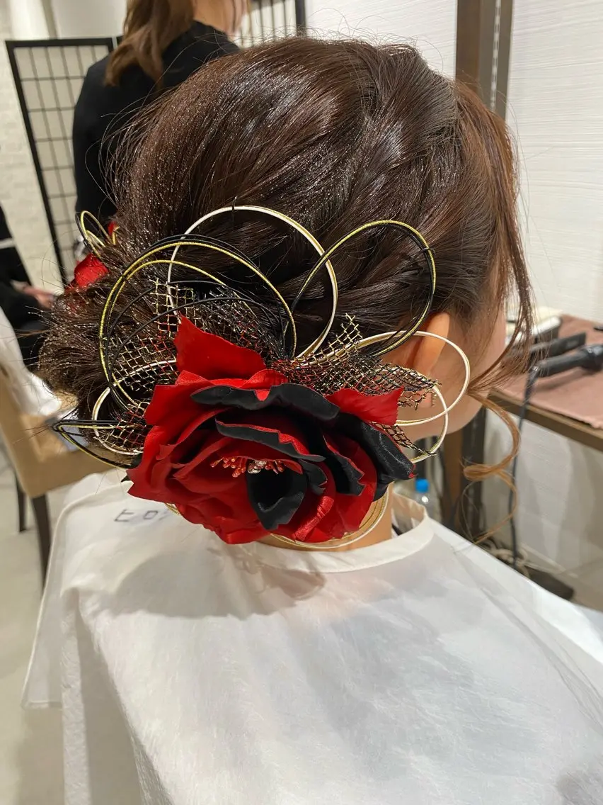 ロング ヘアアレンジ 成人式 着物ヘア 卒業式のヘアスタイル ヘアセット Hiroshi ヒロシのヘアスタイル