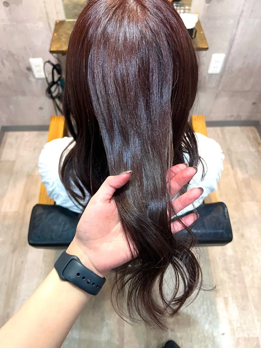 ロング カラー ピンクカラー レッドカラー トリートメント 髪質改善🫧 りこのヘアスタイル