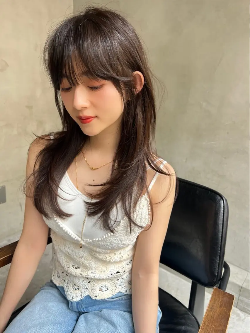 ロング パーマ 髪質改善 レイヤーカット ストレートパーマ ✨🩷似合わせ🩷✨ ブリーチ🫰🏾前川のヘアスタイル