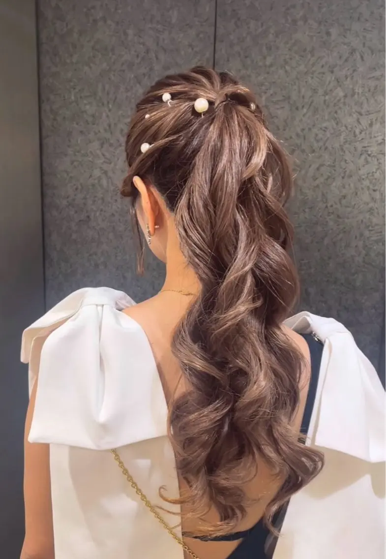 ヘアアレンジ ヘアセット 透明感カラー/ ダブルカラー/心斎橋のヘアスタイル