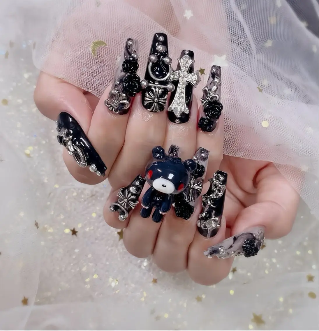ネイル オーロラネイル ブルー フットネイル ジェルネイル 氷ネイル・うるうるネイル ハンドネイル Rin Nail 新大久保店のネイルデザイン