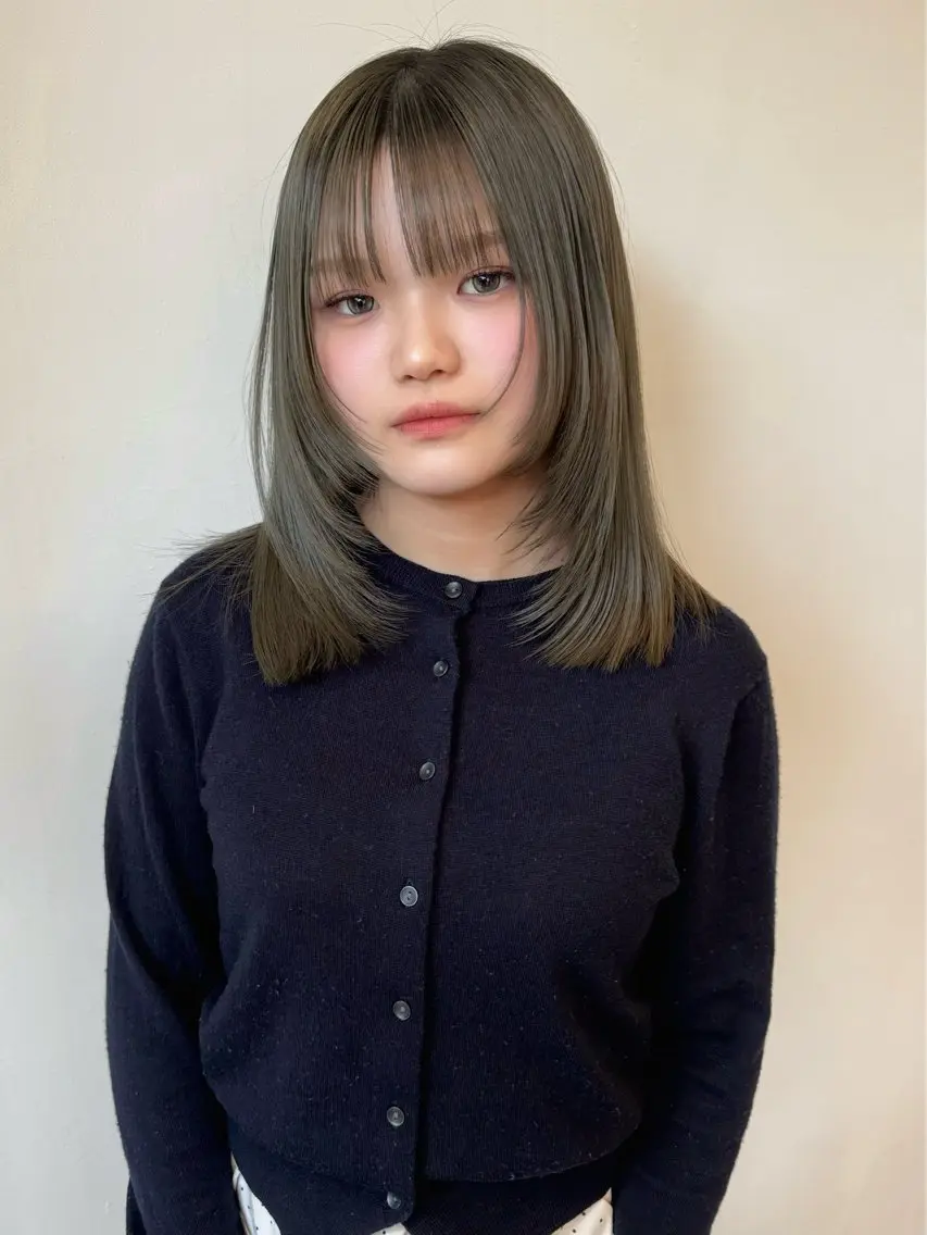 ミディアム カラー ヘアカラー レイヤーカット ベージュカラー/小島のヘアスタイル