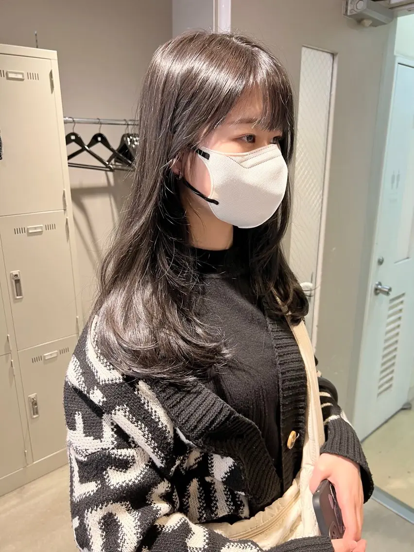 ロング カラー パーマ ヘアアレンジ メンズ キッズ 上品＆韓国風 🥀海心🥀のヘアスタイル