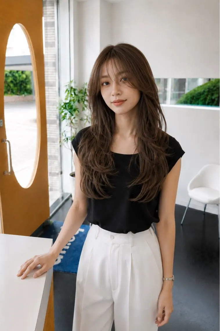 ロング カラー ロングレイヤー 顔まわりレイヤー レイヤーカット ロング 小顔カット カット ヘアカラー 松本 将太のヘアスタイル