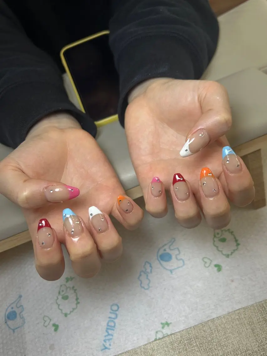 ネイル アートネイル チークネイル 長さ出し フレンチネイル ジェルネイル 🦋new Nail🦋ニノのネイルデザイン