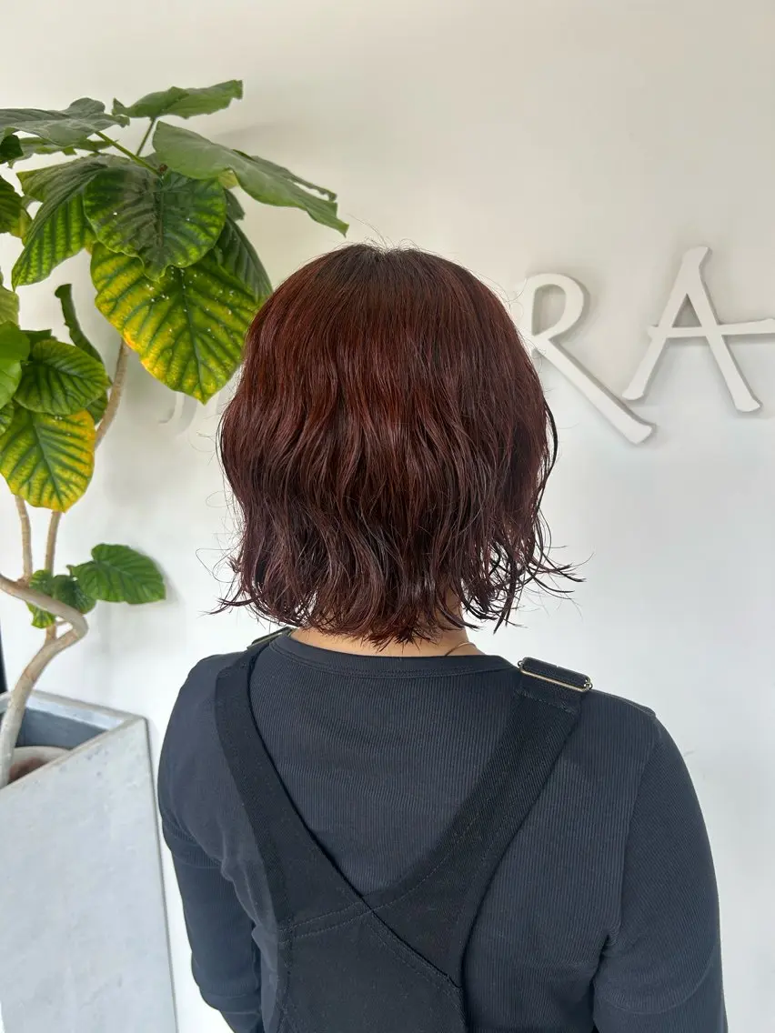 ショート ボブ カット パーマ mei/ オリーブ/縮毛矯正のヘアスタイル
