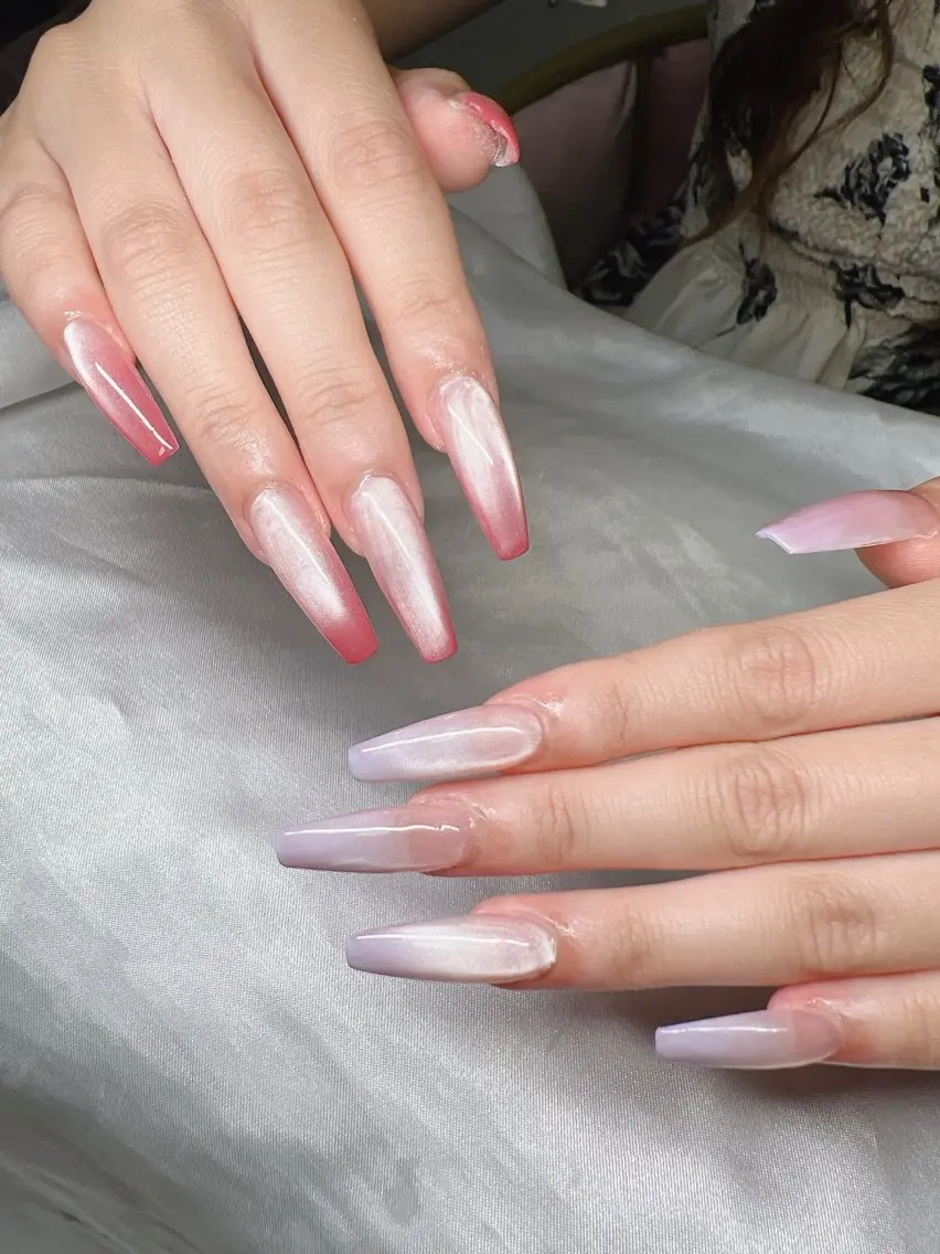 ネイル 長さ出し グラデーション 卒業式 キラキラネイル マグネットネイル ハンドネイル Lee Nailsのネイルデザイン