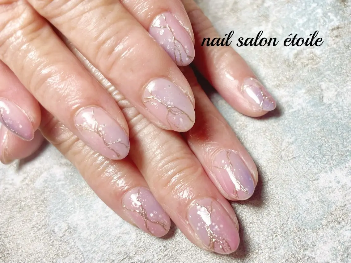 ネイル アートネイル 大理石ネイル(マーブル) ミラーネイル オフィスネイル ハンドネイル nail salon étoileのネイルデザイン