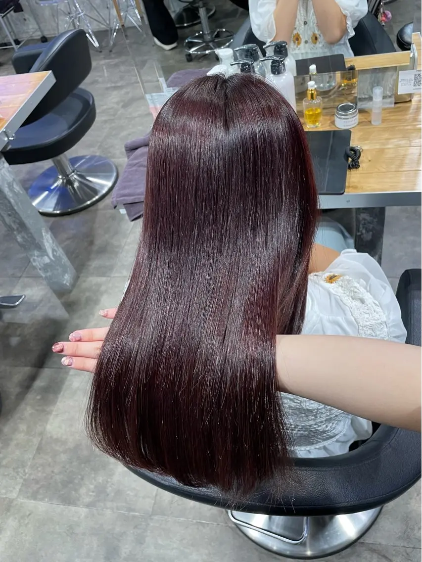 セミロング カラー 表参道♡暗髪♡ 艶カラー♡アユミのヘアスタイル