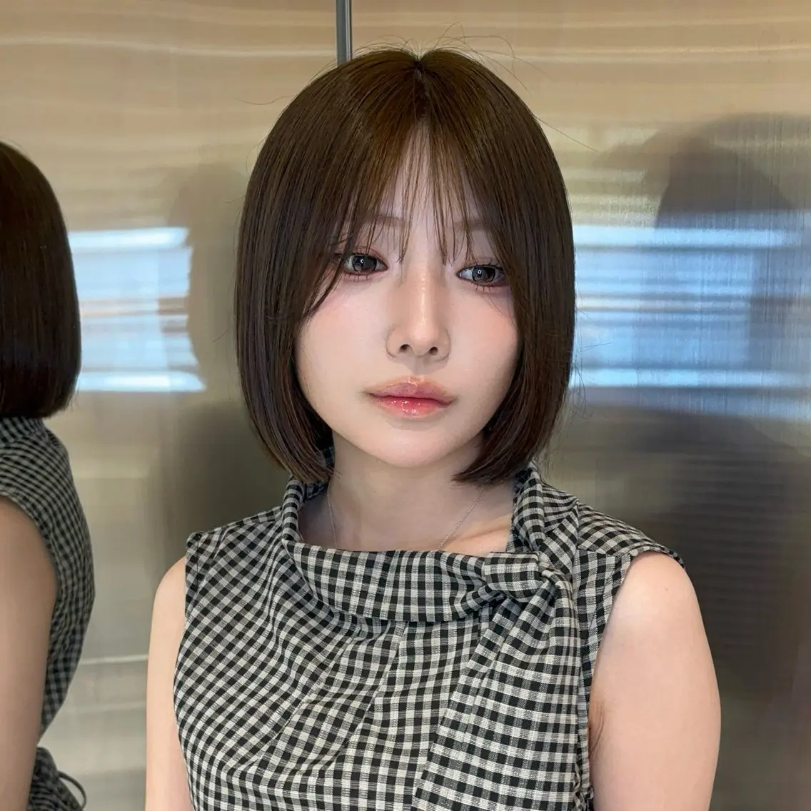 ミディアム カラー ヘアアレンジ ベージュカラー 透明感カラー ボブ 韓国風ヘア ワンホンヘア カット ヘアカラー トリートメント 韓国ヘア/ロー レイヤー/Rumiのヘアスタイル