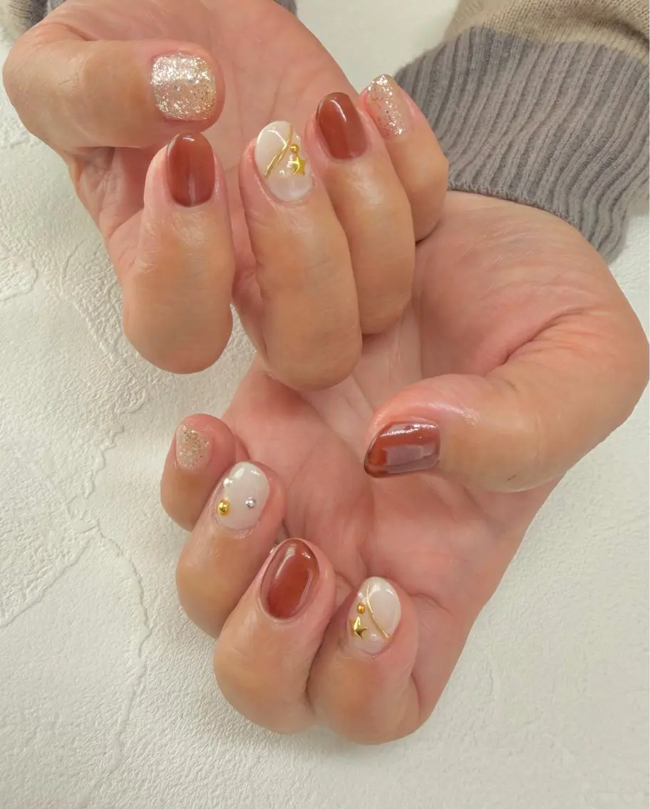 ネイル 持ち込み 冬ネイル ハンドネイル nail salon Linoのネイルデザイン