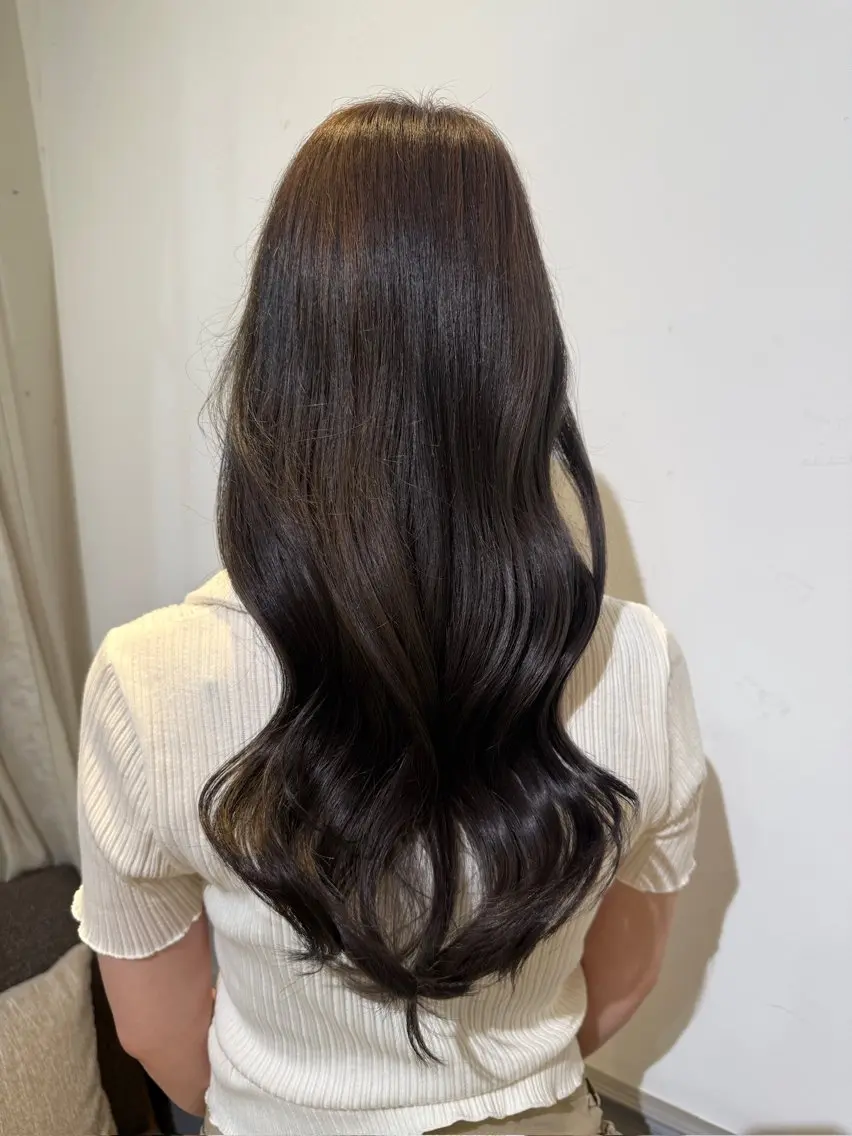 ロング カラー グレージュ ラベンダーカラー ラベンダーグレージュ ラベンダーグレー 【カラーモデル】檜佐 叶実のヘアスタイル
