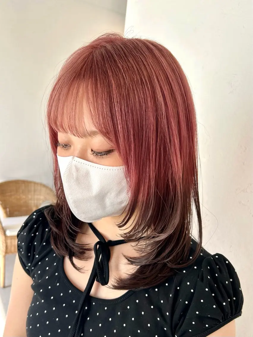 セミロング カラー カット ヘアカラー トリートメント ハイライト/レイヤー /艶髪/吉田愛望のヘアスタイル