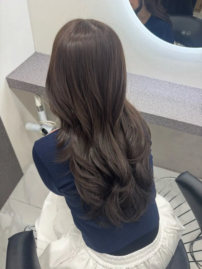 ロング カラー 髪質改善 韓国風ヘア トリートメント ヘアカラー トリートメント hina/艶カラー/ 縮毛矯正/梅田のヘアスタイル