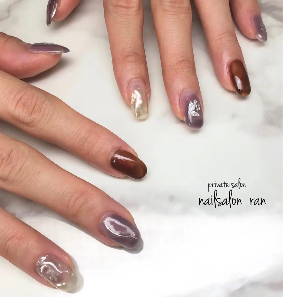 ネイル 持ち込み ニュアンスネイル nailsalon ranのネイルデザイン