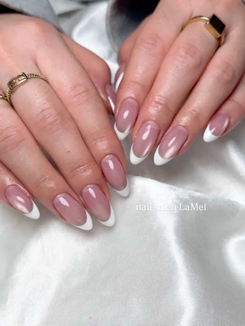 ネイル フレンチネイル ピンク ピンクベージュ シンプルネイル ホワイト ハンドネイル 【nailsalon LaMeL】岡崎のネイルデザイン