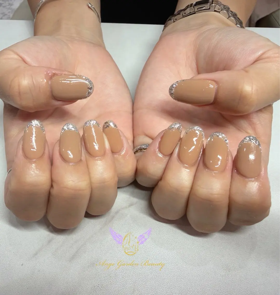 ネイル シルバー ハンドネイル AngeGarden Beautymihoのネイルデザイン