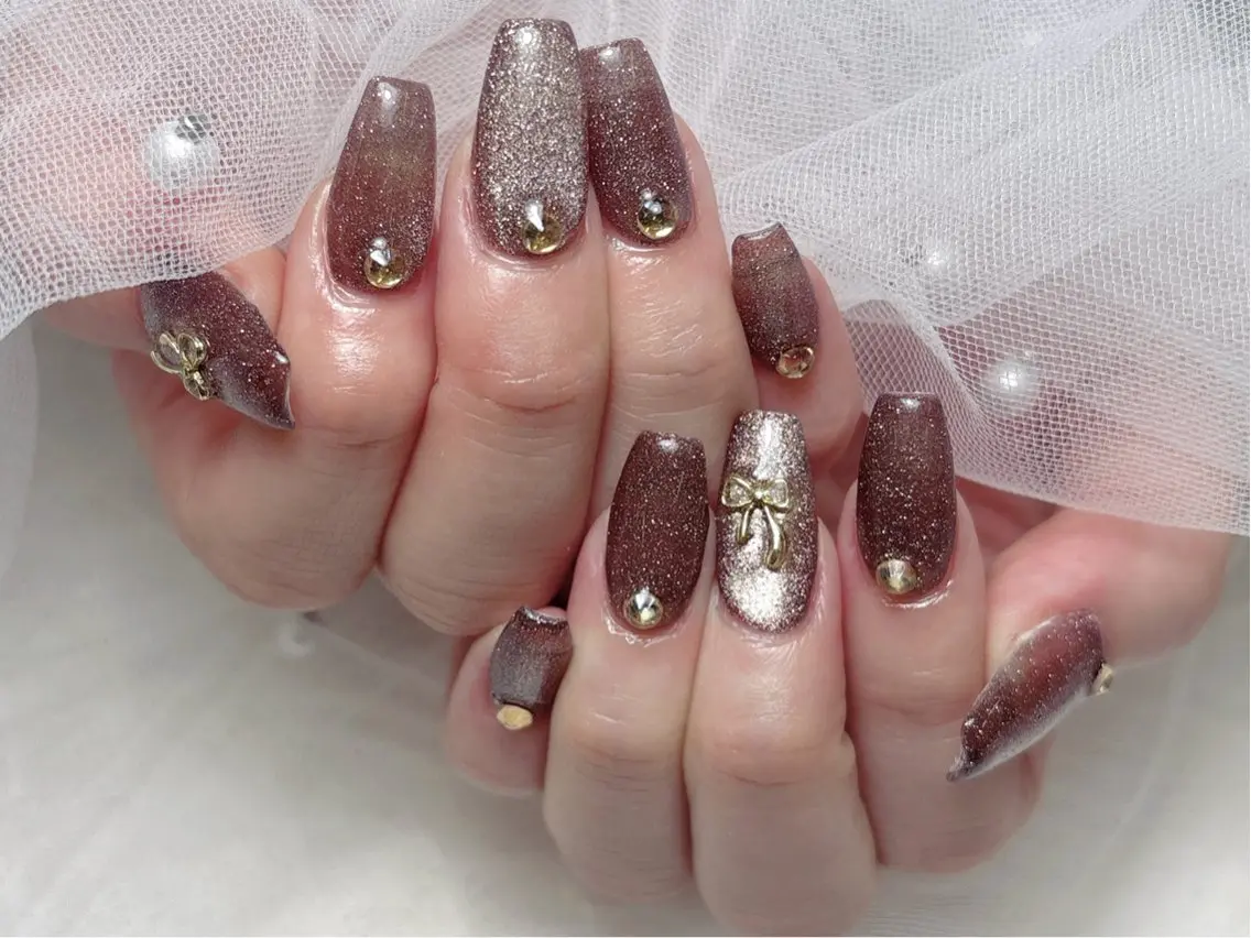 ネイル ジェルネイル 韓国ネイル マグネットネイル 持ち込み ワンカラーネイル ハンドネイル R1🎀Nail💕 池袋東口店のネイルデザイン