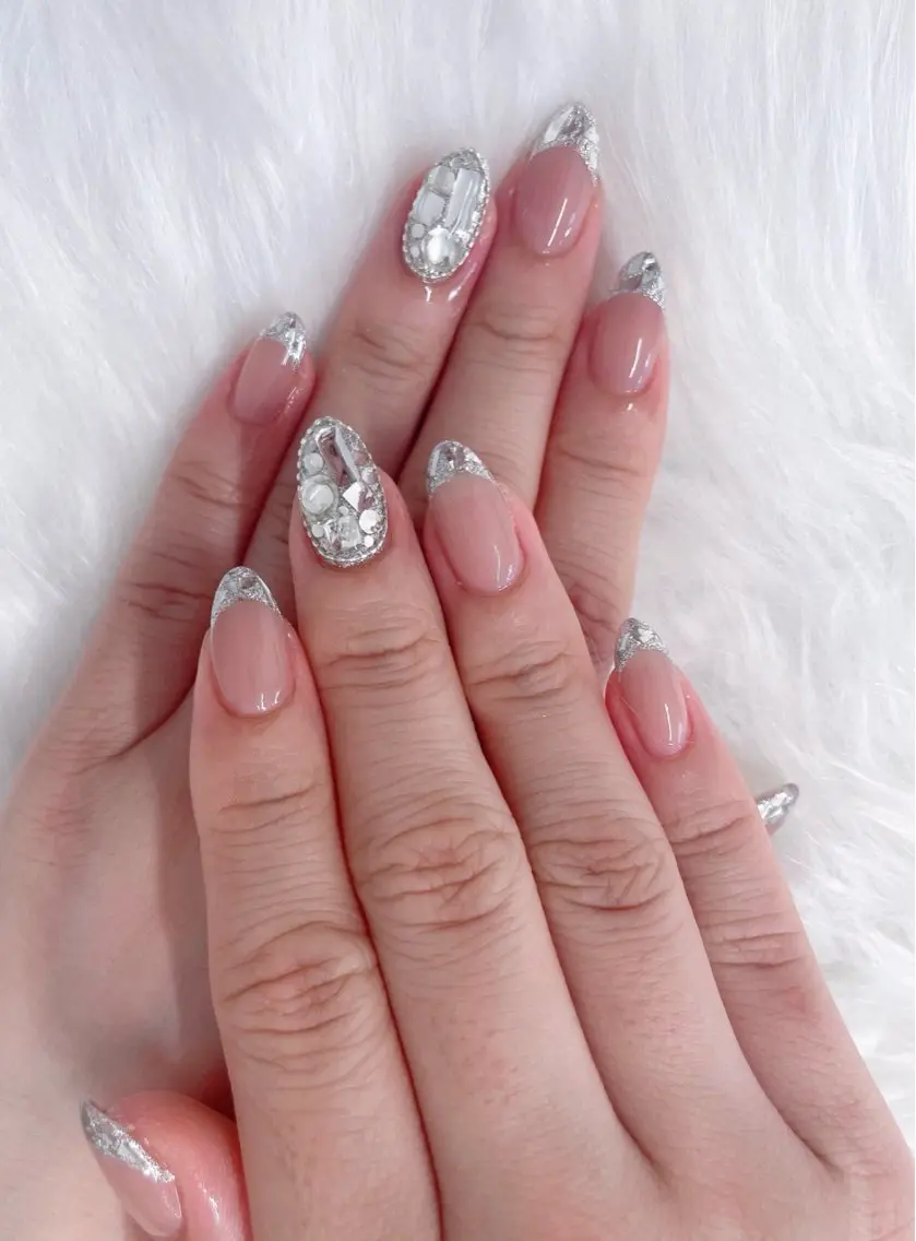 ネイル アートネイル 韓国ネイル 水色 ロングネイル マグネットネイル ハンドネイル ハンドケア NailDemure 【銀座店】のネイルデザイン