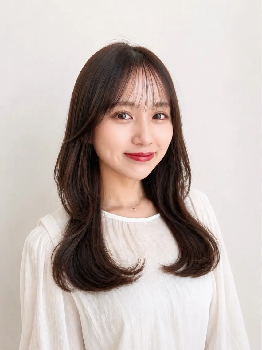 ロング くびれヘア 顔周りカット レイヤーカット カット ヘアカラー トリートメント 🧡くびれヘア/前髪 顔周り🧡久原結衣のヘアスタイル
