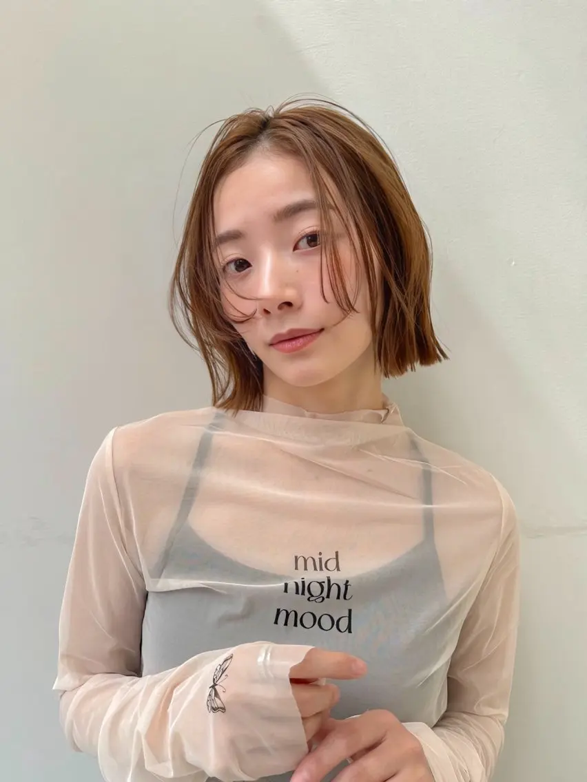 ショート カラー 切りっぱなしボブ ボブ トリートメント 透明感/縮毛/ボブ CHIHIROのヘアスタイル