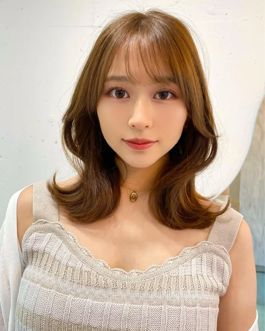 ミディアム カラー カット ヘアカラー トリートメント 上品ヘア🤍顔周り/ レイヤー✨/林遼一郎のヘアスタイル