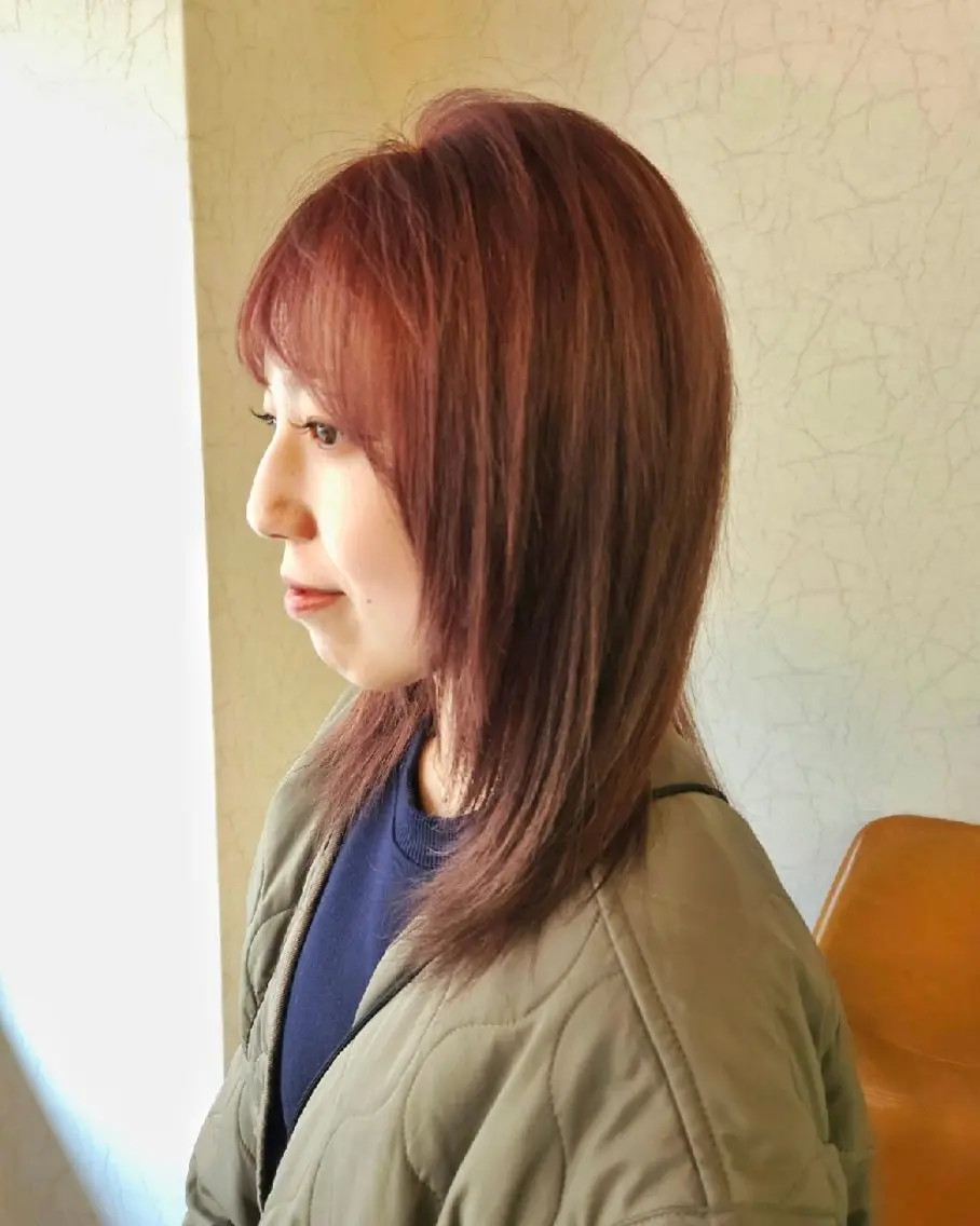 セミロング カラー ブリーチ ブラウンカラー ダブルカラー ブリーチなしカラー ピンクカラー ヘアカラー トリートメント nico ニコ🫧のヘアスタイル