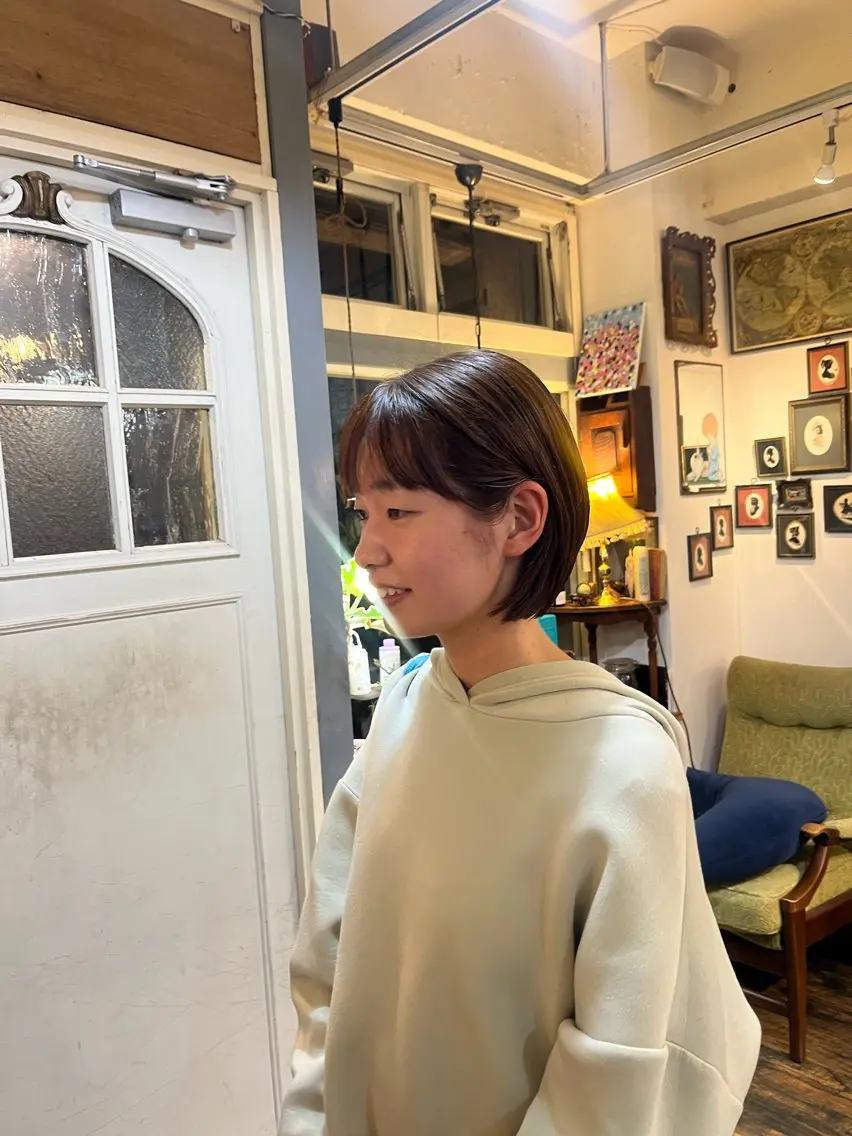 ショート カラー ボブレイヤー ボブ レイヤーカット カット ヘアカラー トリートメント ヘッドスパ トレンドパーマ 🌱ショート/緒方椋のヘアスタイル