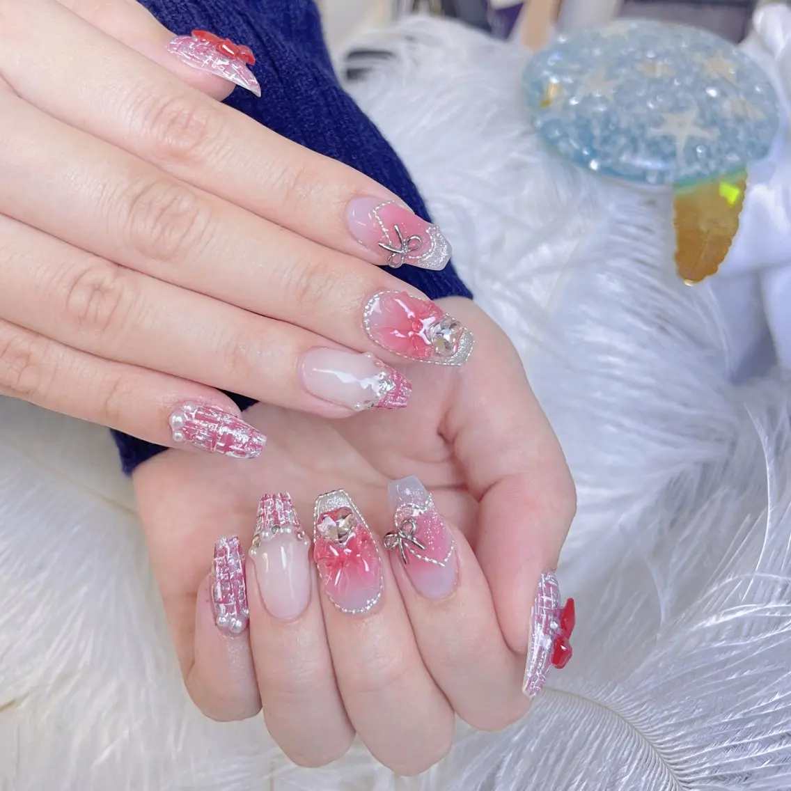 ネイル クリアネイル ハート キラキラネイル 韓国ネイル マグネットネイル ハンドネイル princess スカルプ専門店のネイルデザイン