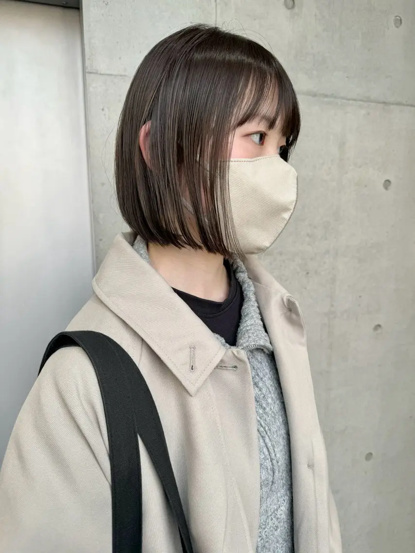 ミディアム カラー パーマ 縮毛矯正 透明感/オリーブ/ グレージュ/YUKAのヘアスタイル